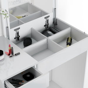 Vicco Tavolo da toeletta Bianco 117.4 cm con illuminazione LED e sgabello