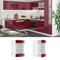 Vicco Mobile da cucina in vetro Rosso lucido 40 cm