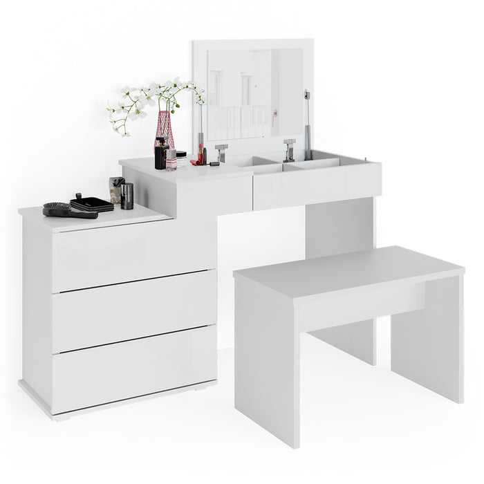 Vicco Tavolo da toeletta Bianco 117.4 cm con panca