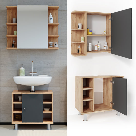 Vicco Set mobili bagno Rovere 2 parti