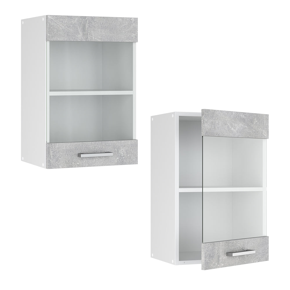 Vicco Pensile universale Calcestruzzo 40 cm con anta in vetro