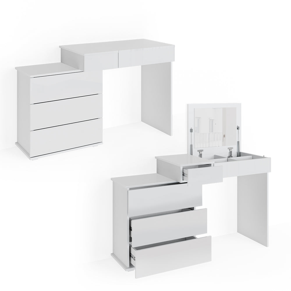 Vicco Tavolo da toeletta Bianco 117.4 cm con sgabello