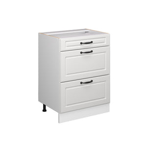 Vicco Mobiletto base per cucina Bianco casa di campagna 60 cm con cassetti, senza piano di lavoro