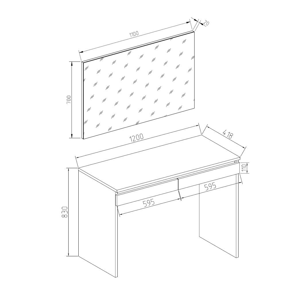 Vicco   Tavolo   da   toeletta   Bianco  120   cm