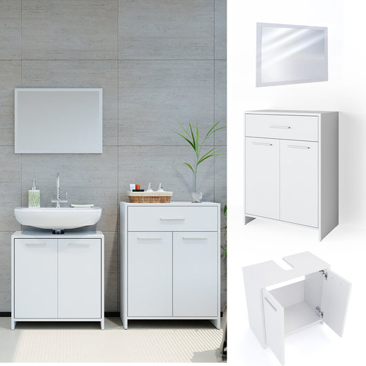 Vicco Set mobili bagno Bianco 3 parti, con mobile midi