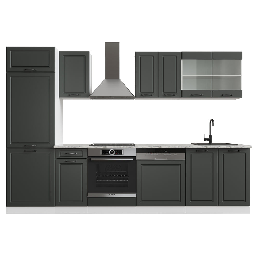 Vicco Cucina componibile Antracite casa di campagna/bianco 300 cm senza piano di lavoro