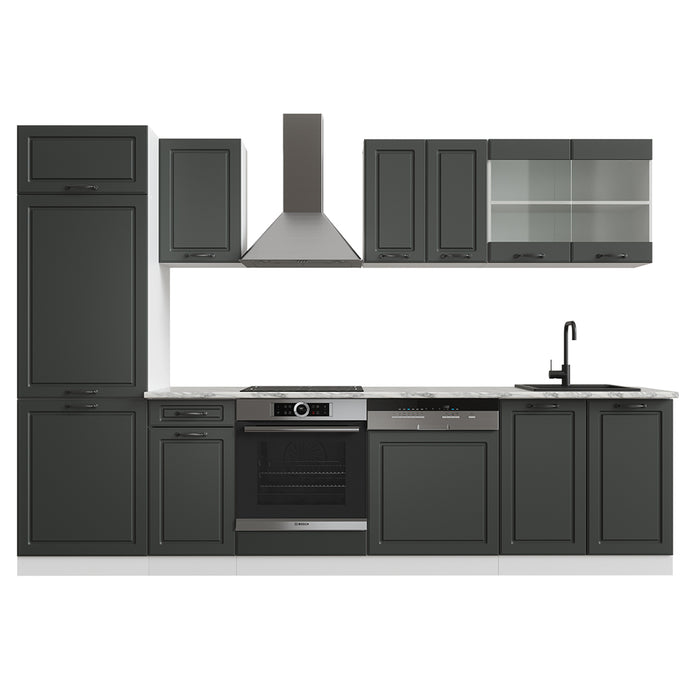 Vicco Cucina componibile Antracite casa di campagna/bianco 300 cm senza piano di lavoro