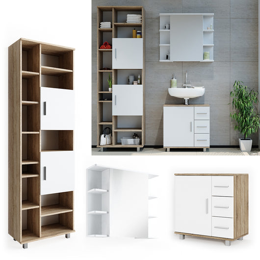 Vicco Set mobili bagno Sonoma 3 parti, con colonna