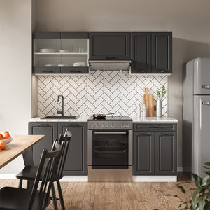 Vicco Cucina componibile Antracite casa di campagna/bianco 200 cm , PL Rovere