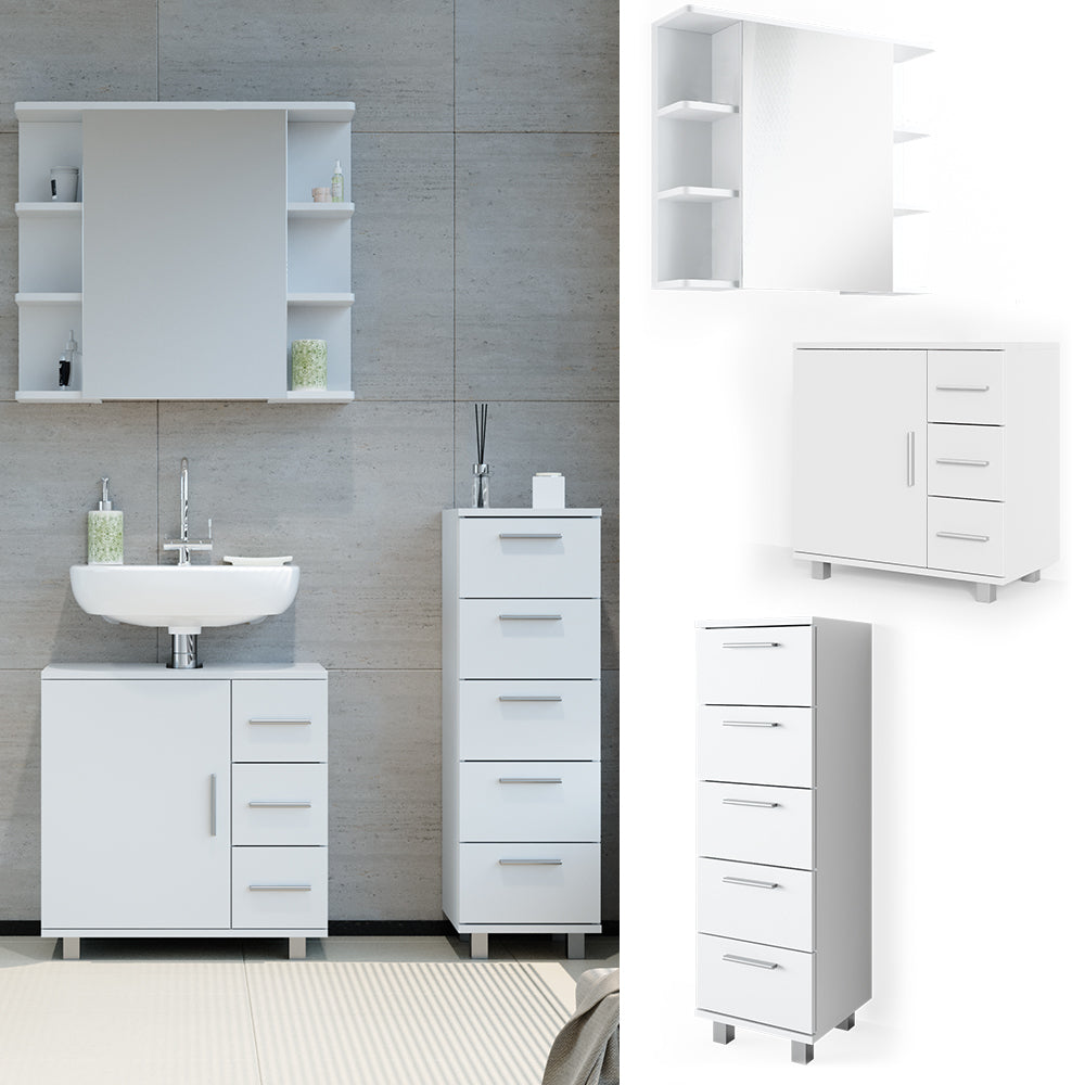 Vicco Set mobili bagno Bianco 3 parti