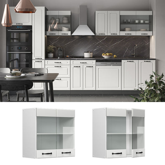 Vicco Mobile da cucina in vetro Bianco casa di campagna 60 cm