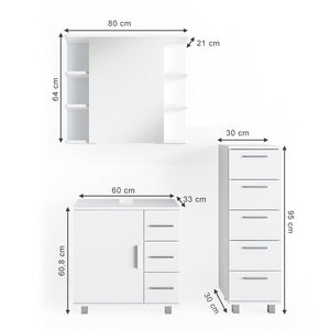 Vicco Set mobili bagno Bianco 3 parti