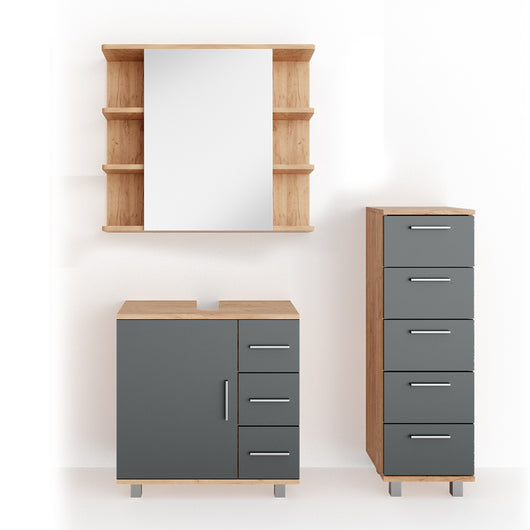 Vicco Set mobili bagno Rovere 3 parti