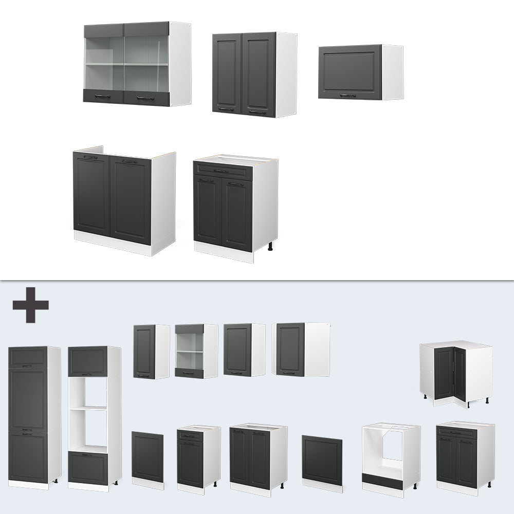 Vicco Cucina componibile Antracite casa di campagna/bianco 200 cm , PL Marmo