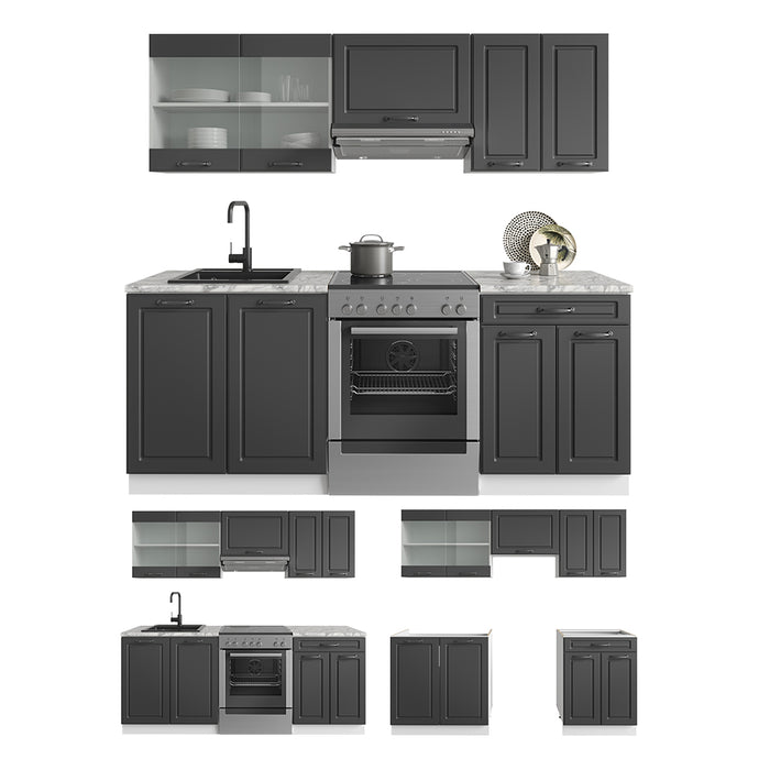 Vicco Cucina componibile Antracite casa di campagna/bianco 200 cm , PL Rovere