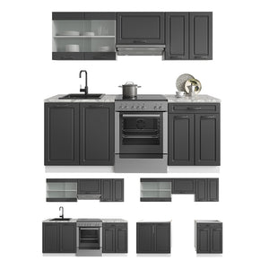 Vicco Cucina componibile Antracite casa di campagna/bianco 200 cm , PL Marmo