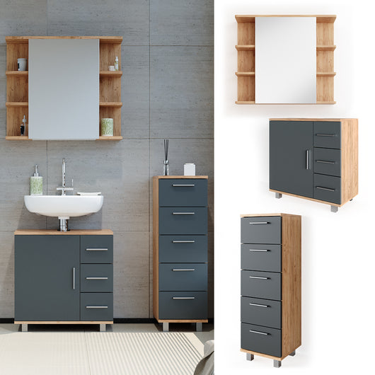 Vicco Set mobili bagno Rovere 3 parti