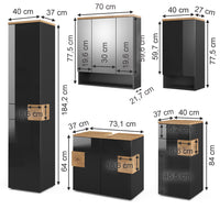 Vicco Set mobili bagno Antracite 5 parti