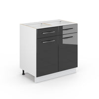 Vicco Mobiletto base per cucina Antracite lucido 80 cm con cassetto, senza piano di lavoro