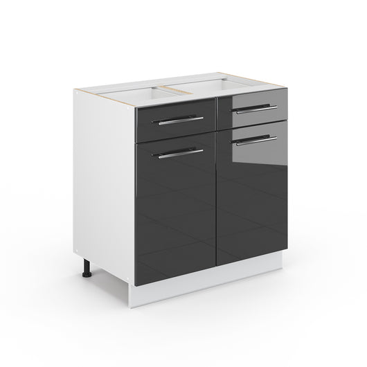 Vicco Mobiletto base per cucina Antracite lucido 80 cm con cassetto, senza piano di lavoro