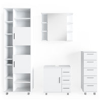 Vicco Set mobili bagno Bianco 4 parti, con armadio alto