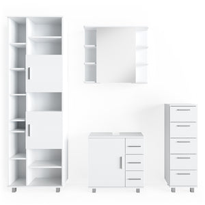 Vicco Set mobili bagno Bianco 4 parti, con armadio alto