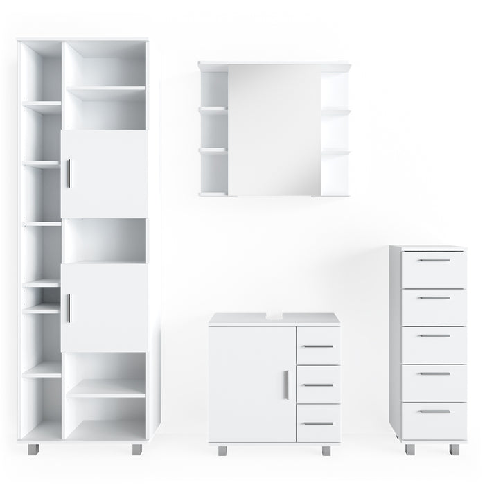 Vicco Set mobili bagno Bianco 4 parti, con armadio alto
