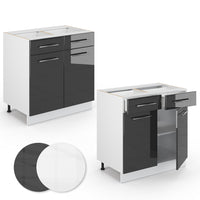 Vicco Mobiletto base per cucina Antracite lucido 80 cm con cassetto, senza piano di lavoro