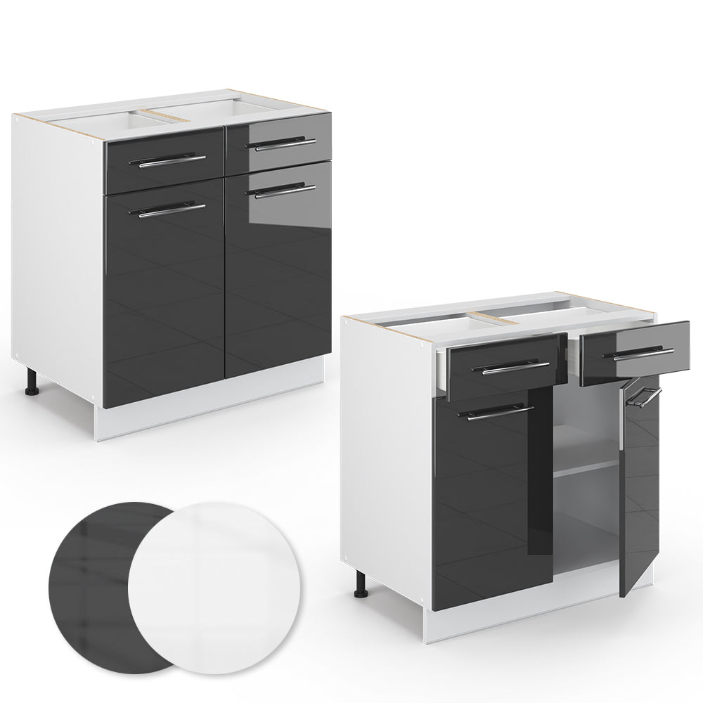 Vicco Mobiletto base per cucina Antracite lucido 80 cm , PL Marmo