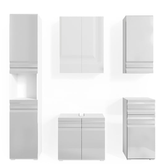 Vicco Set mobili bagno Bianco lucido 5 parti