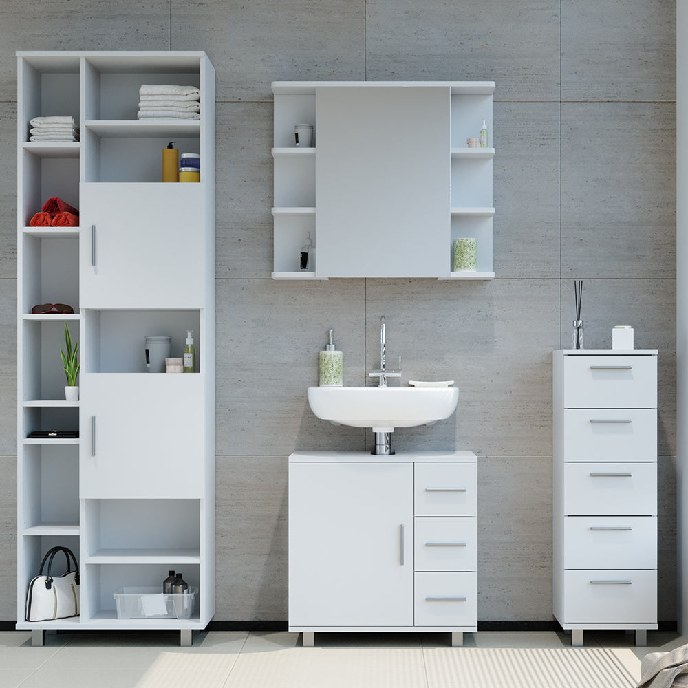 Vicco Set mobili bagno Bianco 4 parti, con armadio alto