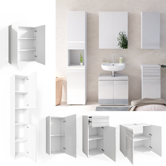 Vicco Set mobili bagno Bianco lucido 5 parti