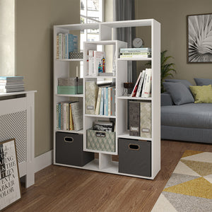 Vicco Scaffale Bianco 107.2 x 143 cm con 2 scatole pieghevoli