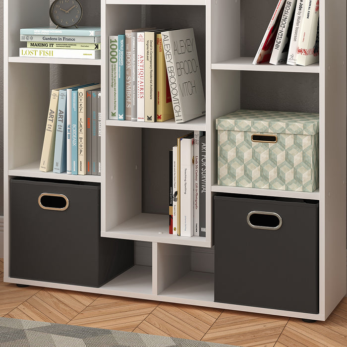 Vicco Scaffale Bianco 107.2 x 143 cm con 2 scatole pieghevoli