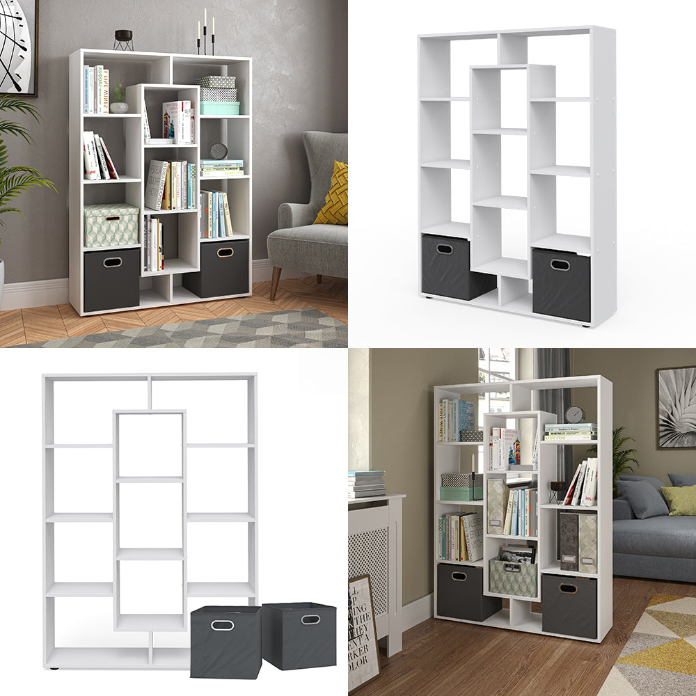 Vicco Scaffale Bianco 107.2 x 143 cm con 2 scatole pieghevoli