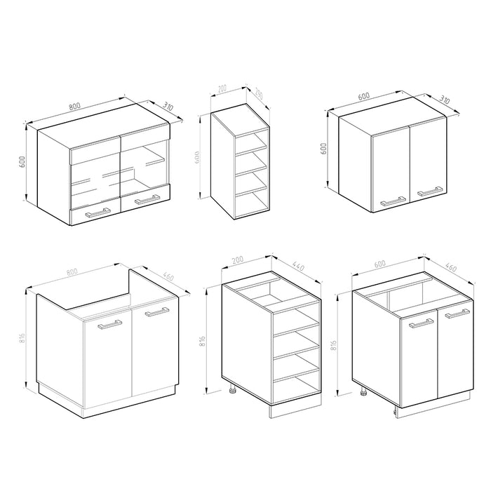 Vicco Cucina completa Bianco lucido/bianco 160 cm , PL Marmo