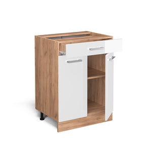 Vicco Mobiletto base per cucina Bianco lucido 60 cm con cassetto, senza piano di lavoro