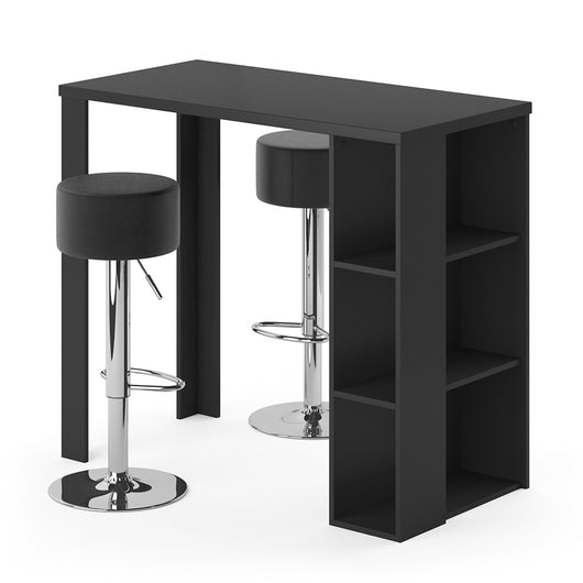 Vicco Tavolo bar con sgabelli Nero 120 x 60 cm con 2 sgabelli da bar