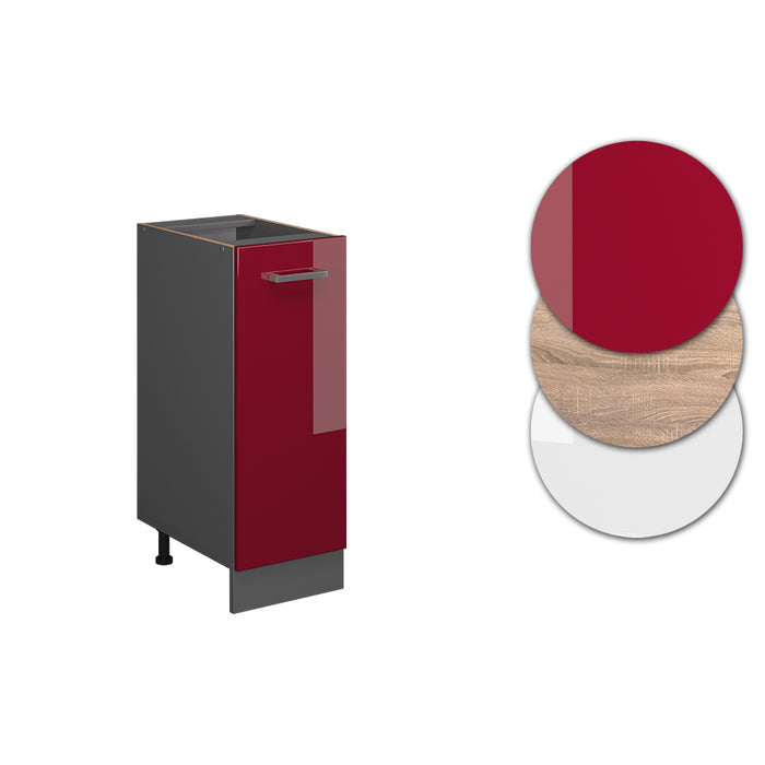 Vicco Armadio cucina dispensa alto Rosso lucido 30 cm , PL Rovere
