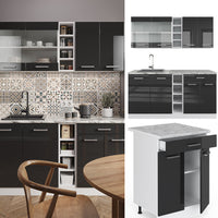 Vicco Cucina completa Antracite lucido/bianco 160 cm , PL Marmo