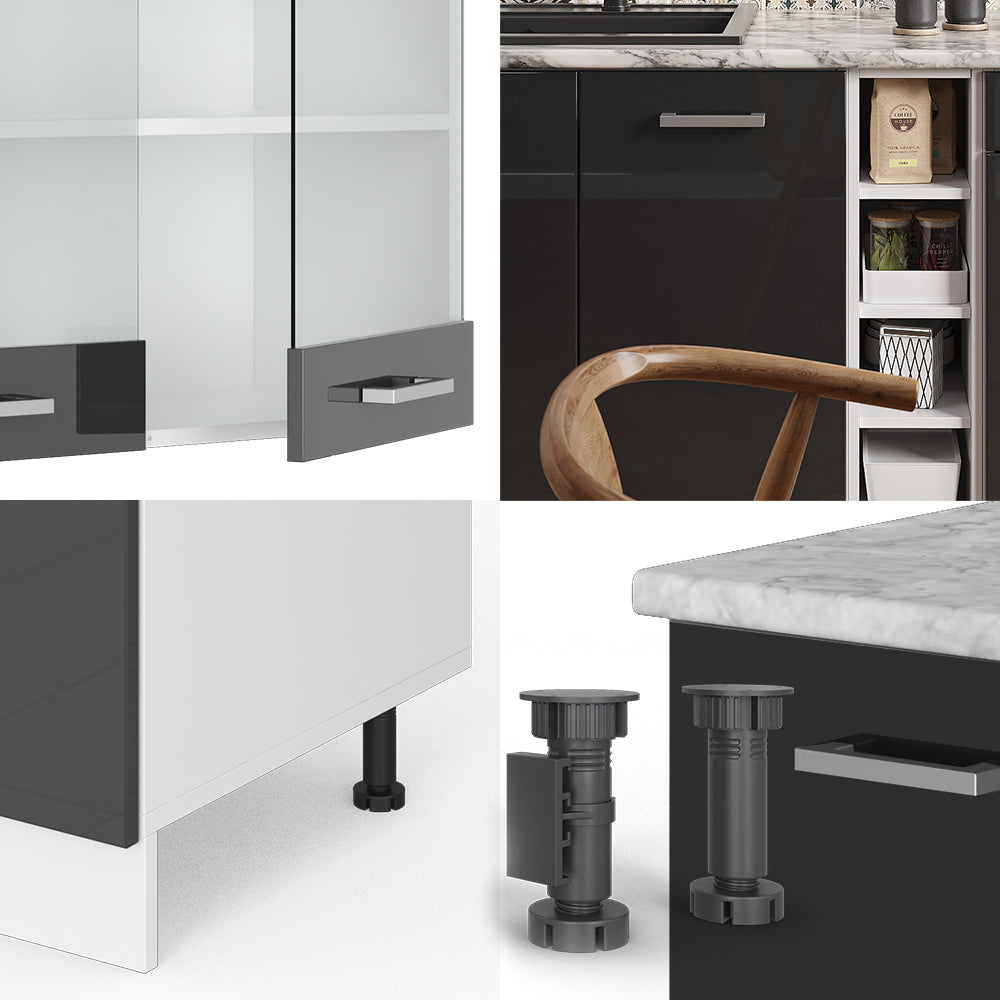 Vicco Cucina completa Antracite lucido/bianco 160 cm , PL Marmo