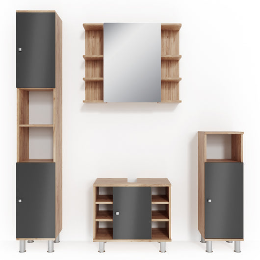 Vicco Set mobili bagno Rovere 4 parti