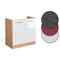 Vicco Mobile lavello cucina Bianco lucido 80 cm , PL Rovere