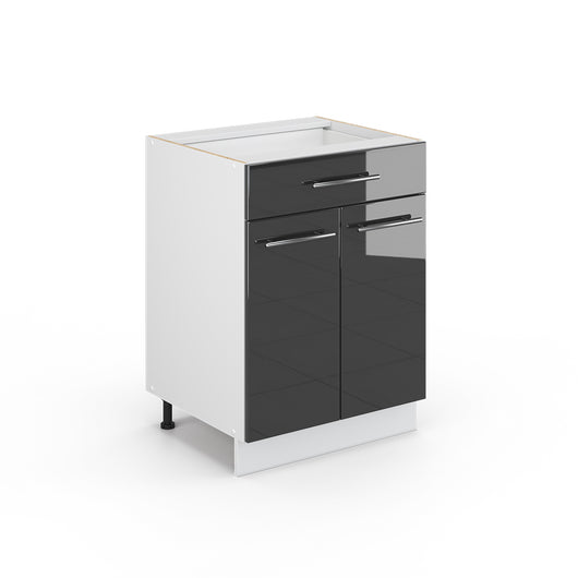Vicco Mobiletto base per cucina Antracite lucido 60 cm con cassetto, senza piano di lavoro