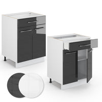 Vicco Mobiletto base per cucina Antracite lucido 60 cm con cassetto, PL Marmo