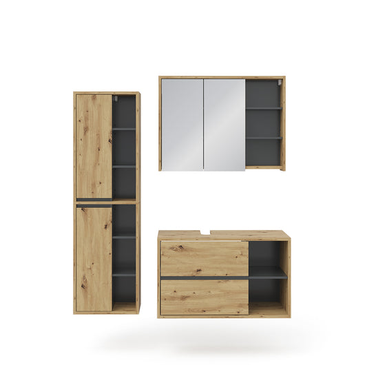 Vicco Set mobili bagno Rovere artigianale 3 parti