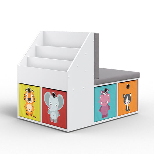 Vicco Libreria bambini Bianco 97.1 x 78.4 cm con 6 scatole pieghevoli opt.1