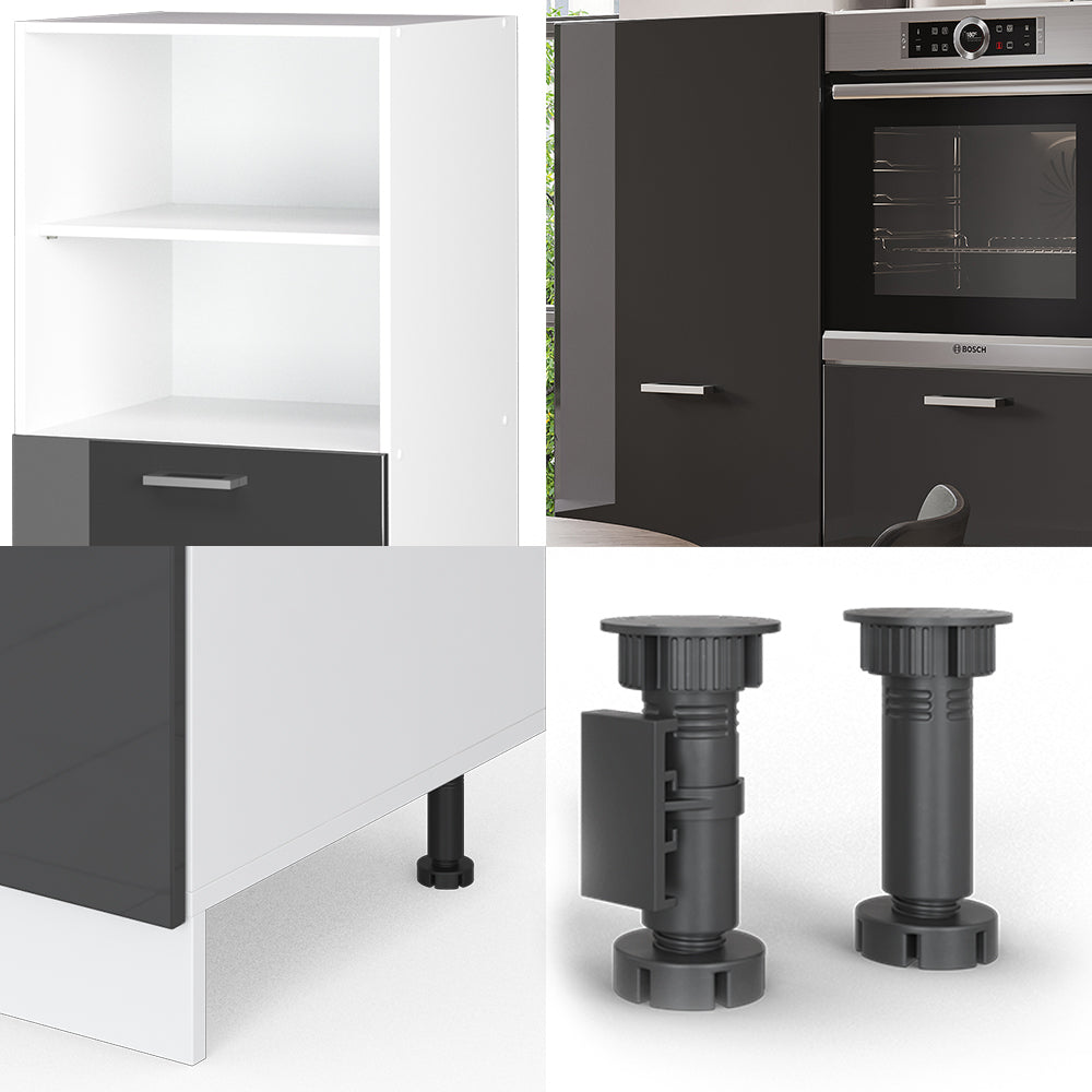 Vicco Cucine componibili piccole Antracite lucido/bianco 180 cm senza piano di lavoro