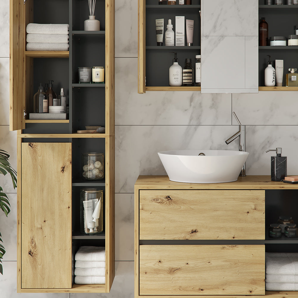 Vicco Set mobili bagno Rovere artigianale 3 parti