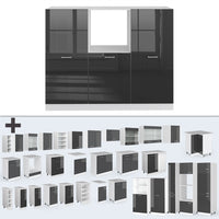 Vicco Cucine componibili piccole Antracite lucido/bianco 180 cm senza piano di lavoro